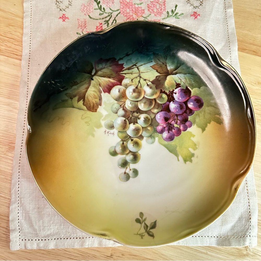 J&C Louise Bavaria Hand-Painted Grape Plate • Signed A. Koch